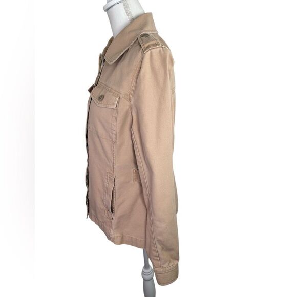 LOFT Tan Utility Jacket with Classic Collar Size Med Tall - Picture 3 of 15